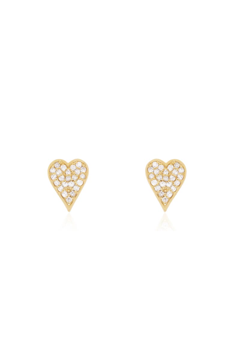 The Lovery Fine Jewelry Diamond Pave Heart Stud Earrings, Alternate, color, Yellow Gold
