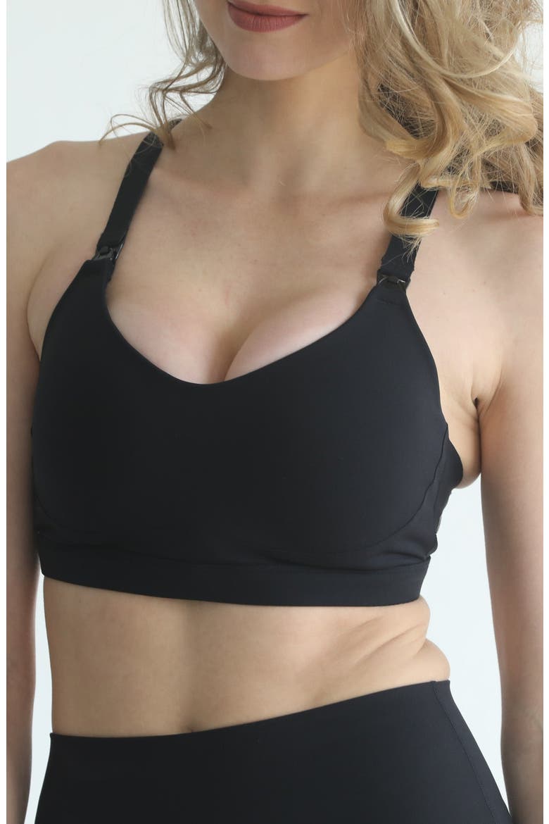 Empower High Support Molded Cup Nursing and Pumping Sports Bra, Alternate, color, Noir