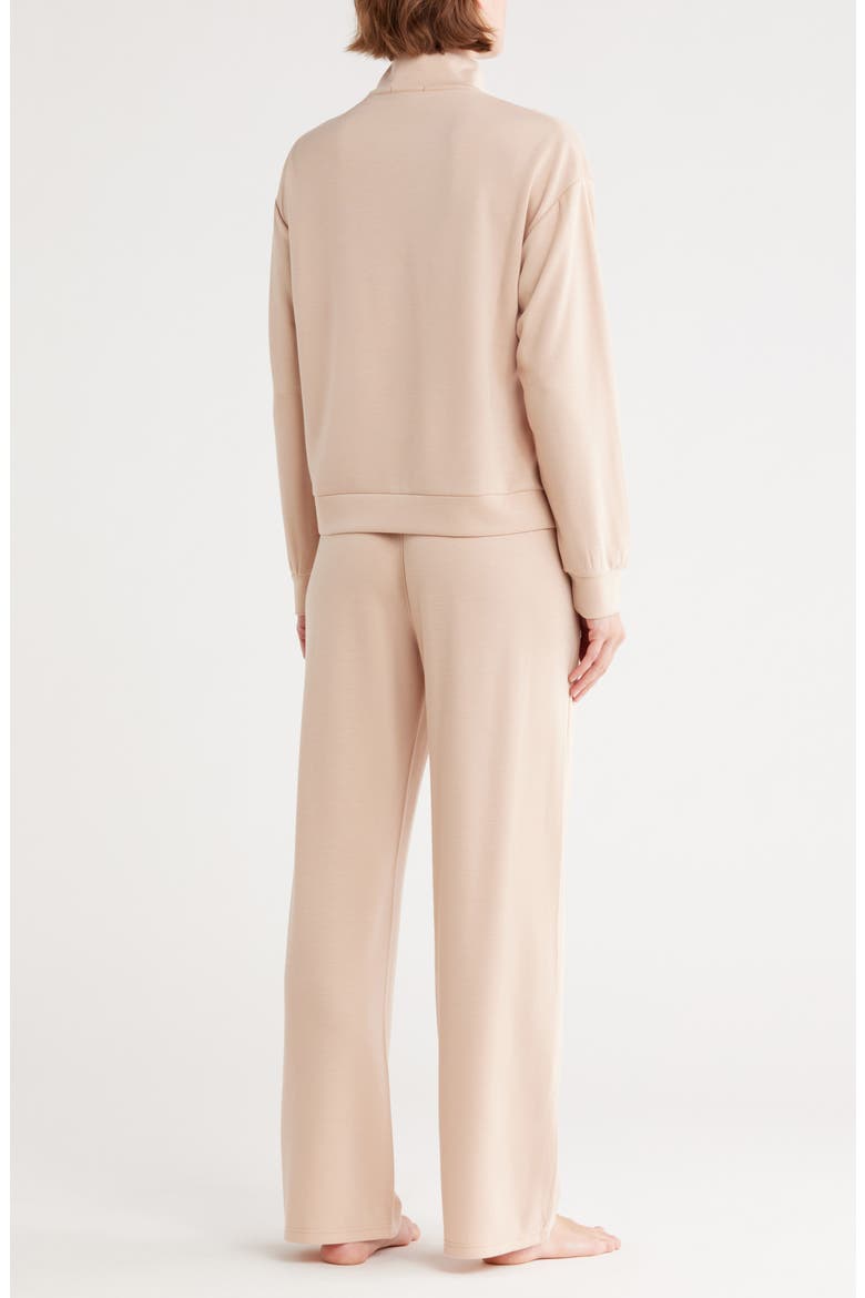 Paxe Scuba Knit Half Zip Pullover & Pants Lounge Set, Alternate, color, WARM TAUPE