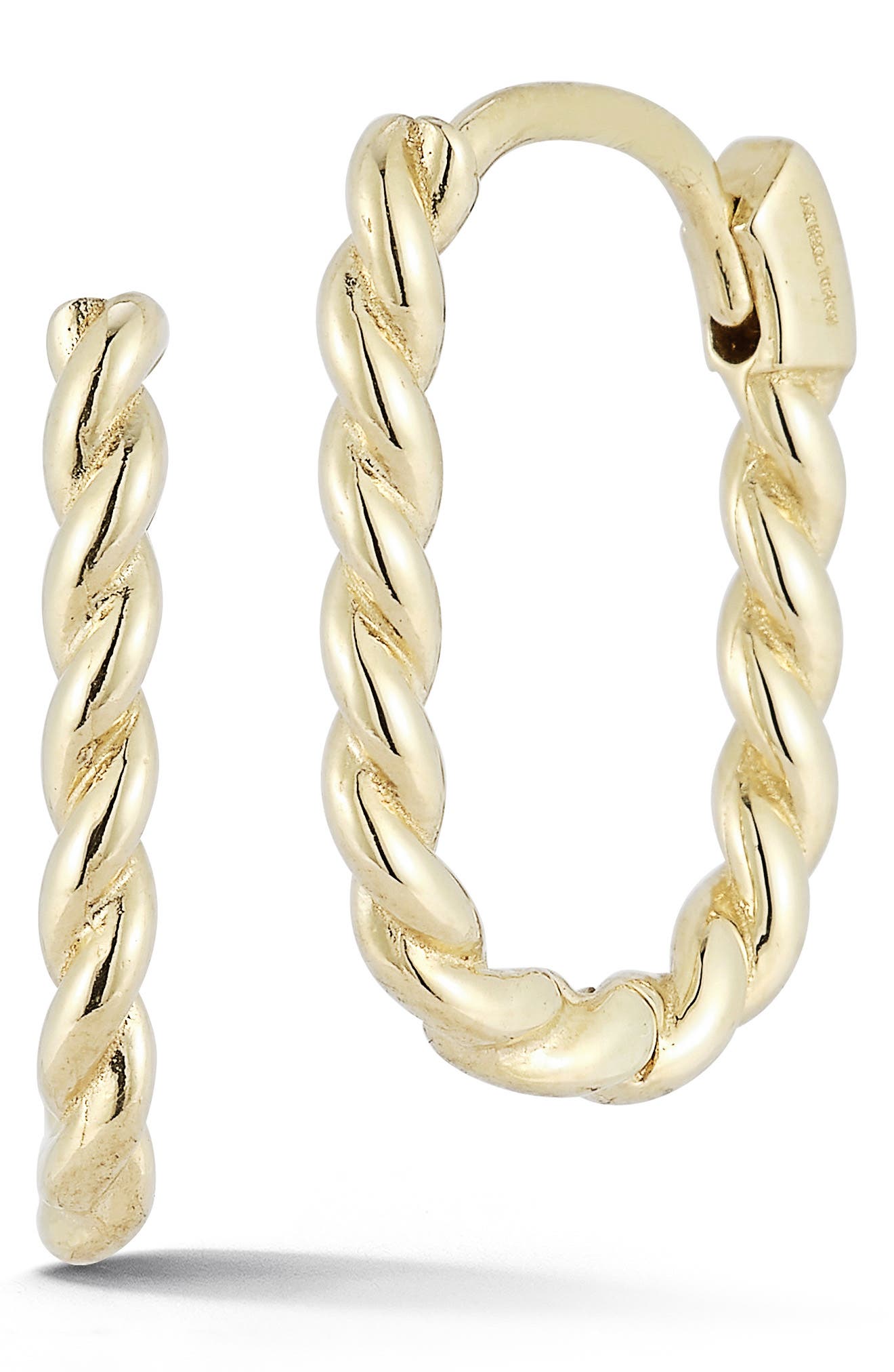 Ember Fine Jewelry 14k Gold Oval Twist Huggie Hoop Earrings