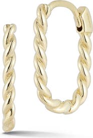 Ember Fine Jewelry 14k Gold Oval Twist Huggie Hoop Earrings