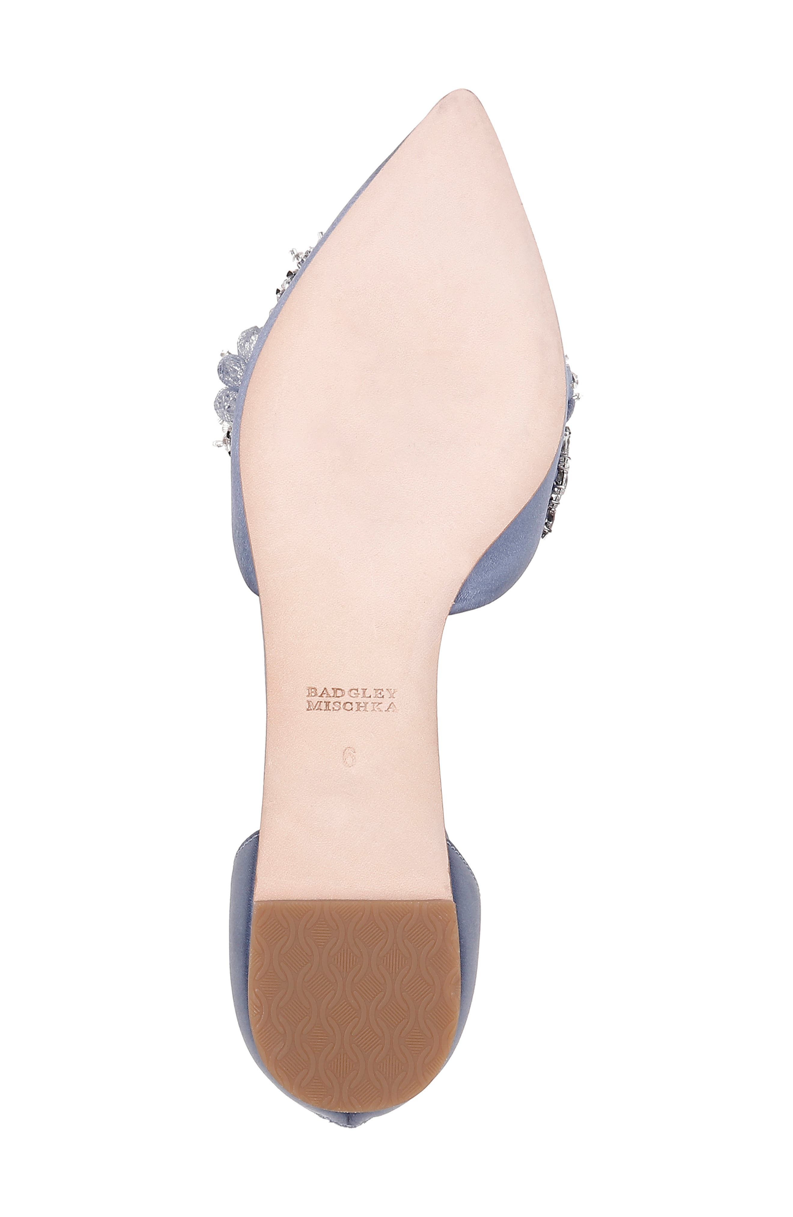 Badgley Mischka Abby Ankle Strap Flat, Alternate, color, STEEL BLUE SATIN
