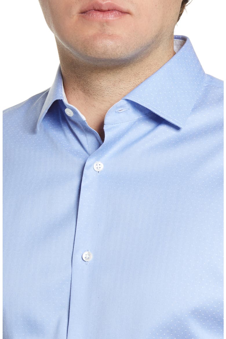 Trim Fit Non-Iron Dot Dress Shirt, Alternate, color, BLUE DOBBY HERRINGBONE