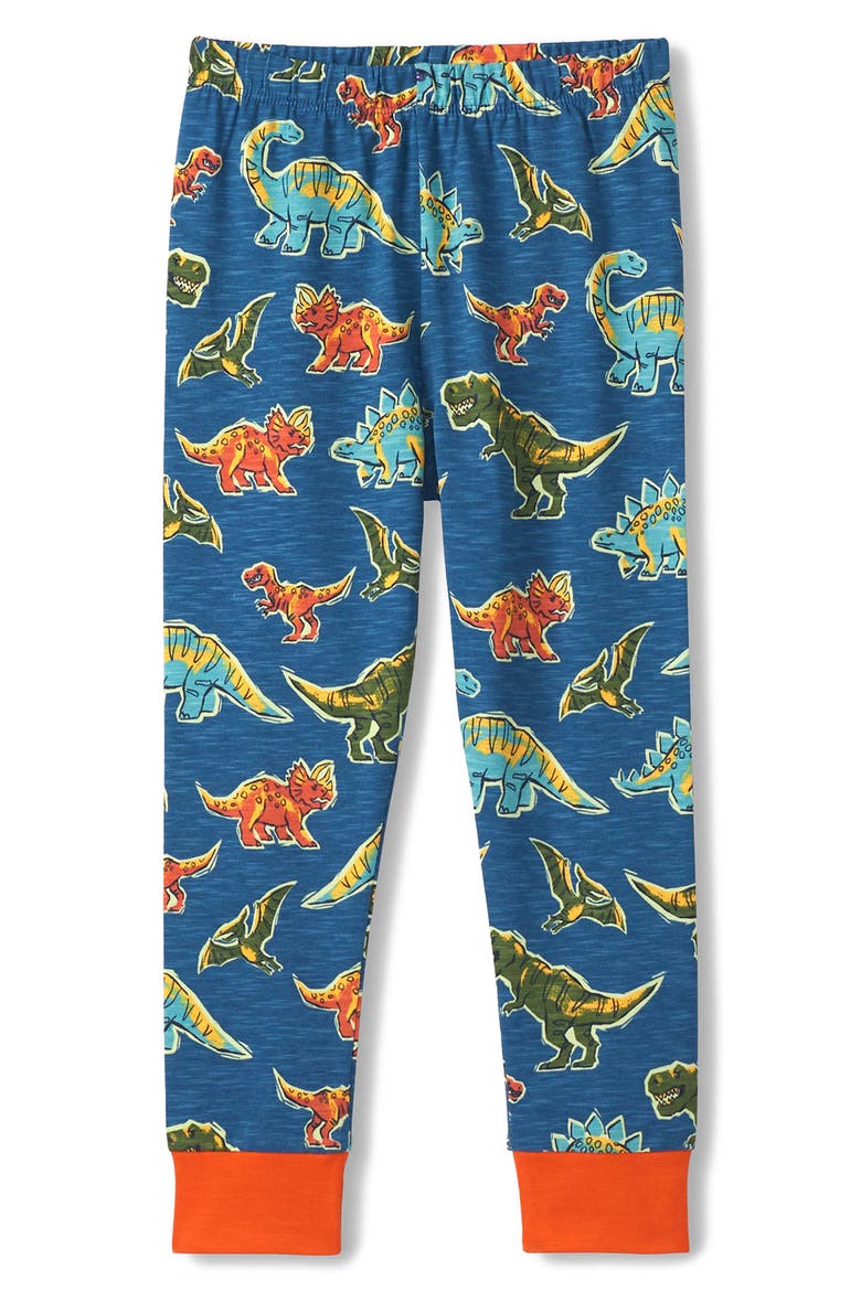 Kids' Dino Roar Fitted Two-Piece Pajamas, Alternate, color, STAR SAPPHIRE