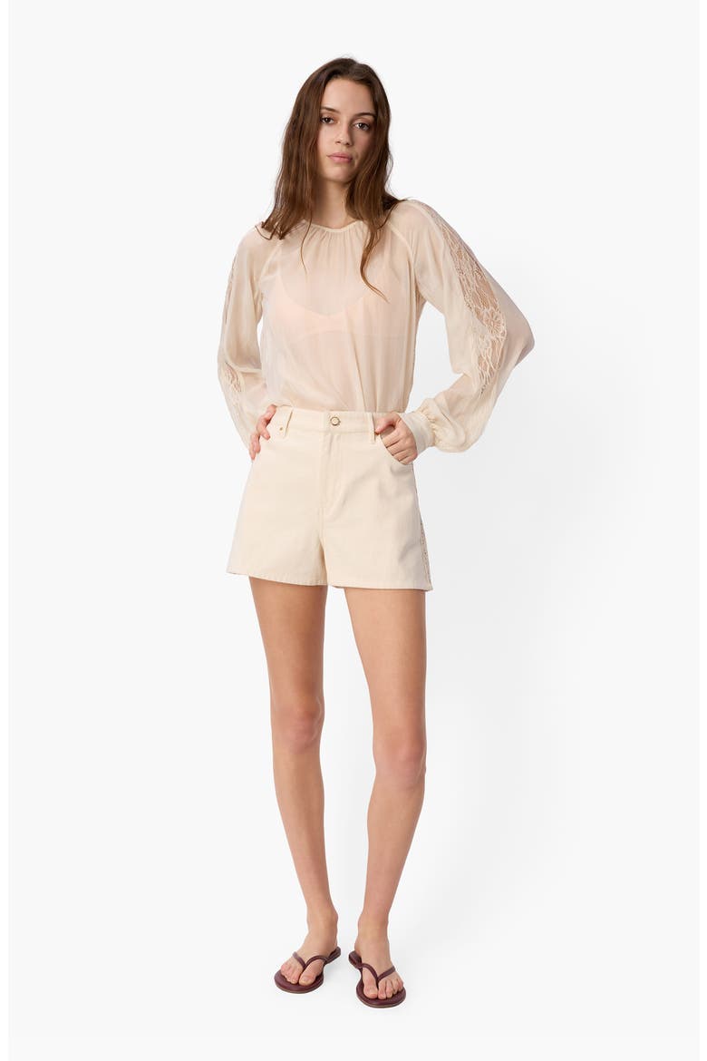 Milagros Silk Top, Alternate, color, BONE