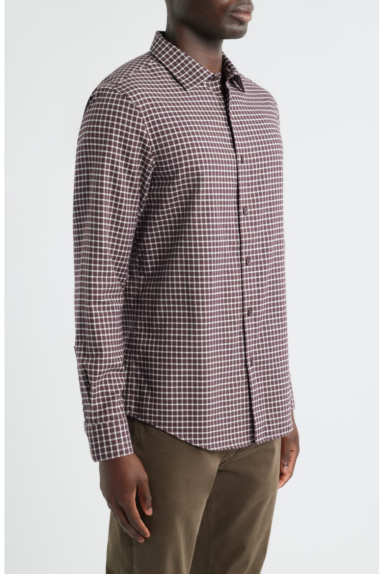 Check Cotton & Cashmere Button-Up Shirt, Alternate, color, BURGUNDY FUDGE DOUBLE GINGHAM