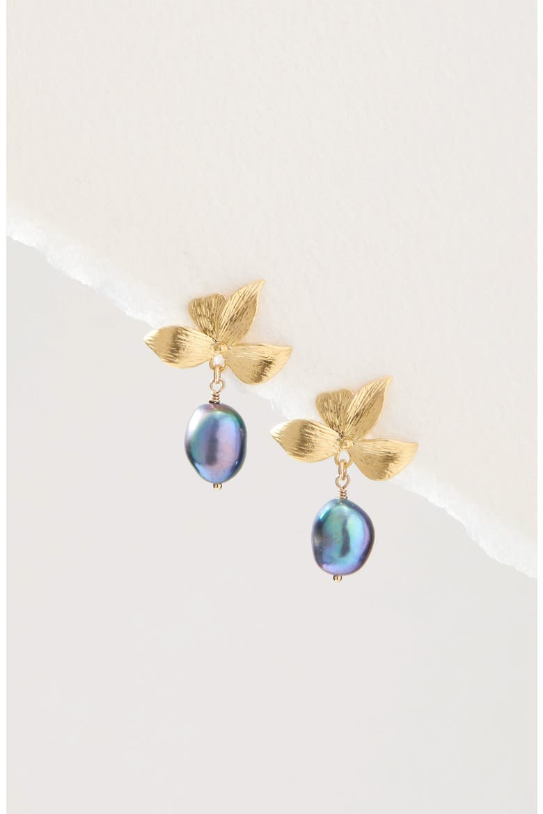 Maeve Freshwater Pearl Drop Earrings, Alternate, color, GOLD / PEACOCK