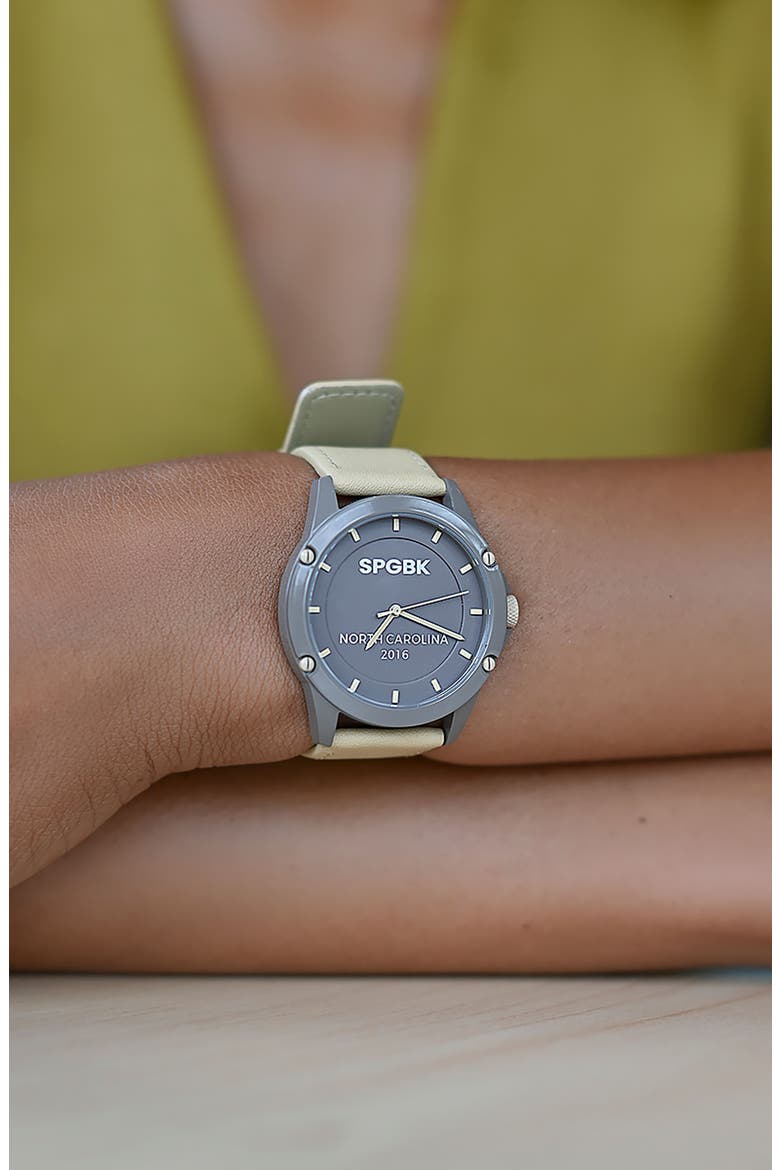 Iced Mocha Leather Strap Watch, 44mm, Alternate, color, SUBTLE TAUPE
