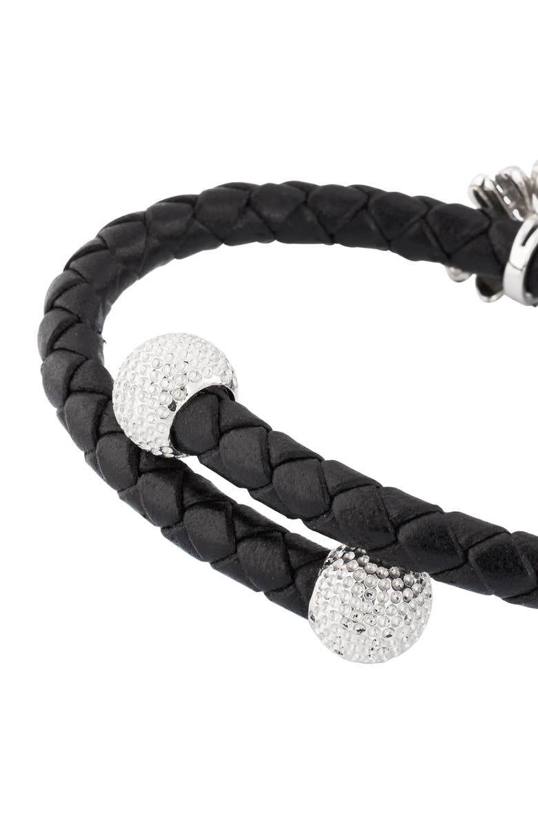 Jan Leslie Braided Leather Bracelet With Golf Bag Detail, Alternate, color, Black