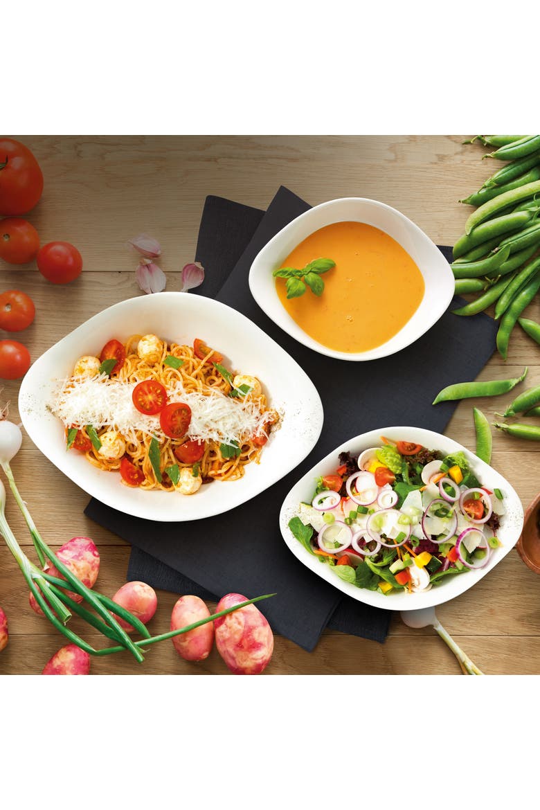 Vapiano 6 Piece Set 2 x Pasta, Salad, Soup Bowl, Alternate, color, White