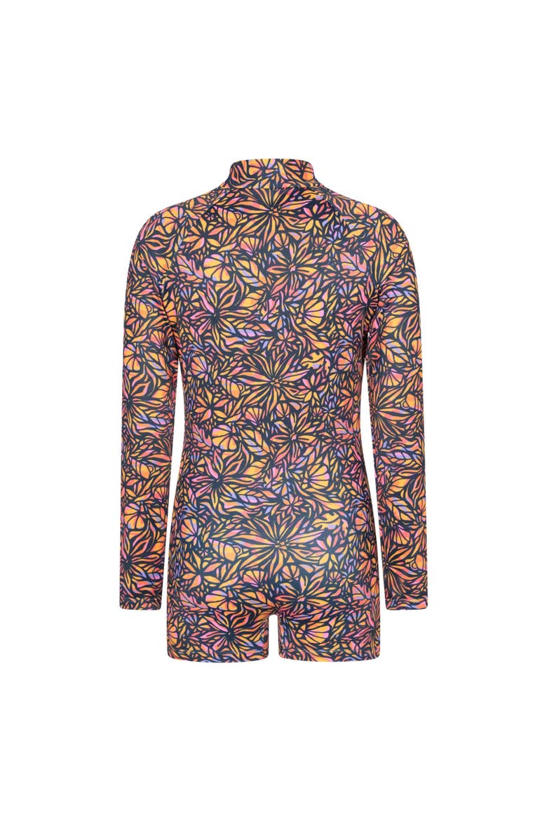 Childrens/Kids Mira Flowers Long-Sleeved Rash Guard, Alternate, color, Neon Orange