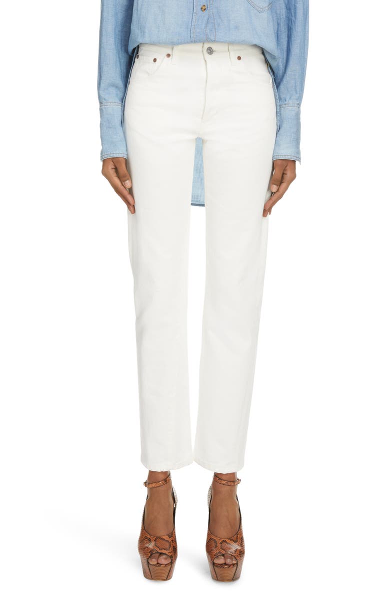Victoria Beckham Olivia Straight Leg Button Fly Jeans, Main, color, 