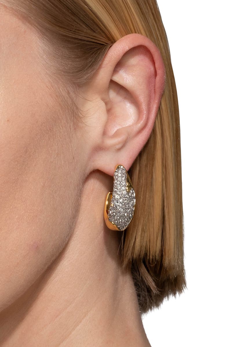 Alexis Bittar Solanales Pavé Crystal Chunky Hoop Earrings, Alternate, color, Gold Crystals