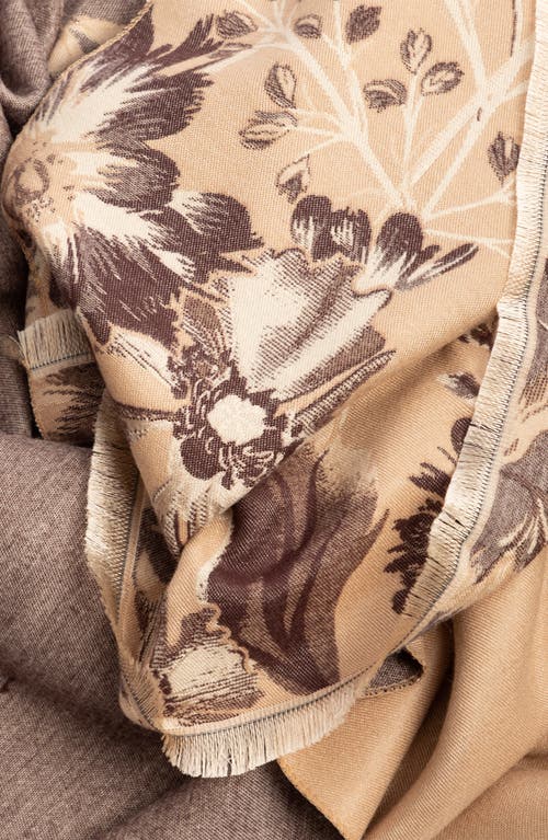 Saachi Floral Pattern Reversible Scarf In Brown