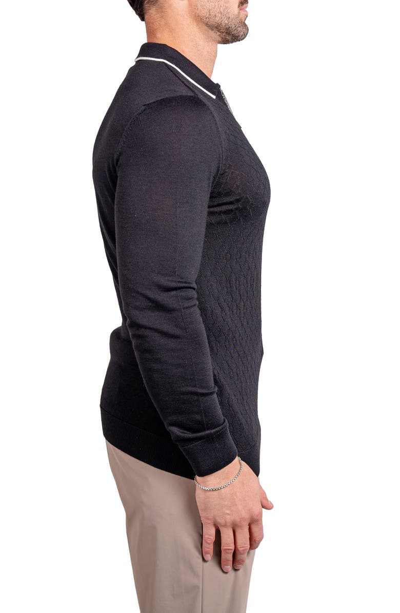 Maceoo Knitted Passion Merino Wool Quarter Zip Sweater, Alternate, color, Black