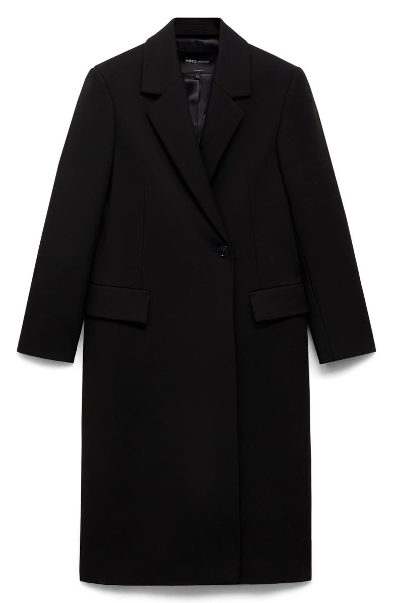 MANGO Structured Longline Coat, Main, color, Black