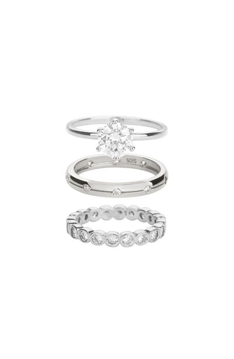18K Gold Plated Sterling Silver Golden Gala Ring Trio Gift Idea