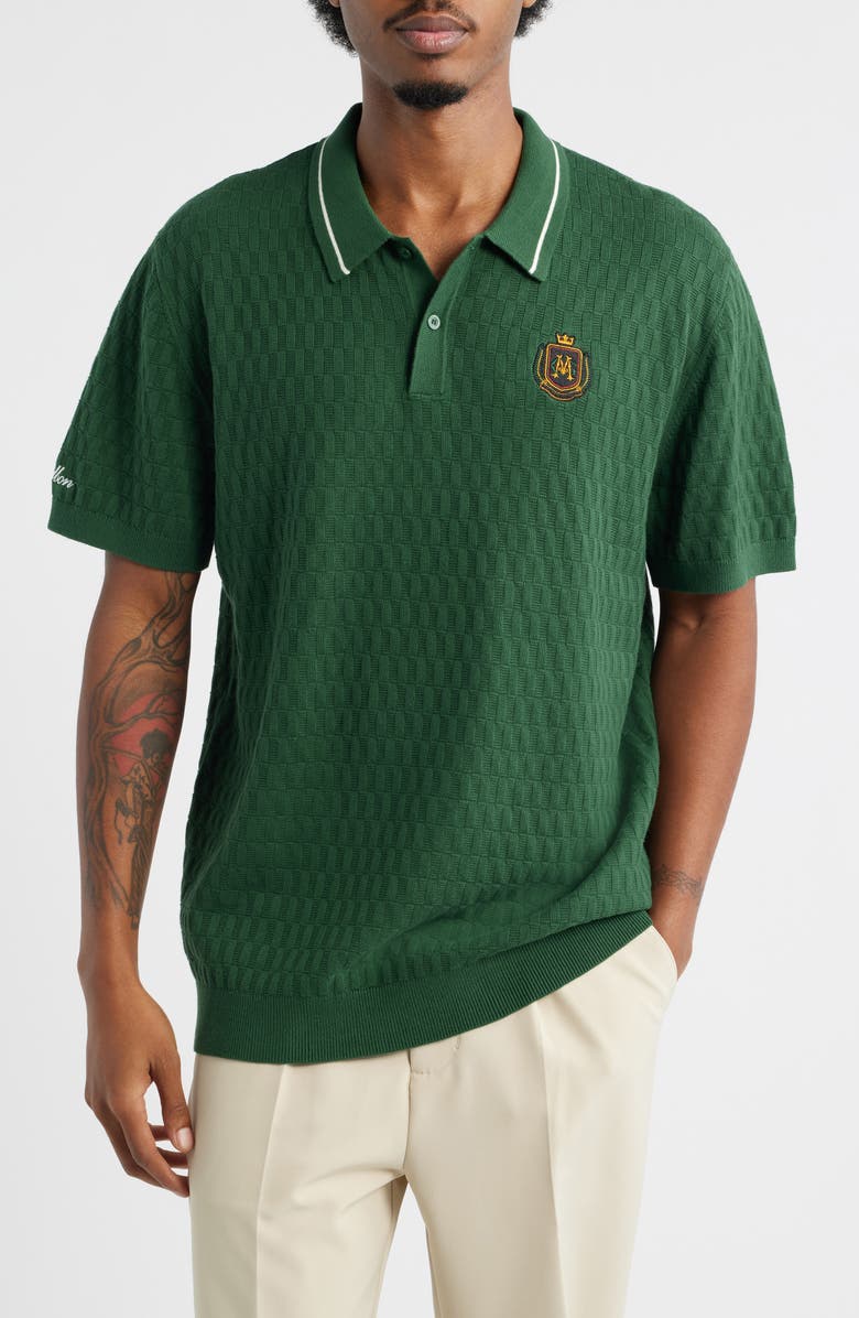 Malbon Golf Crest Embroidered Polo, Main, color, Myrtle