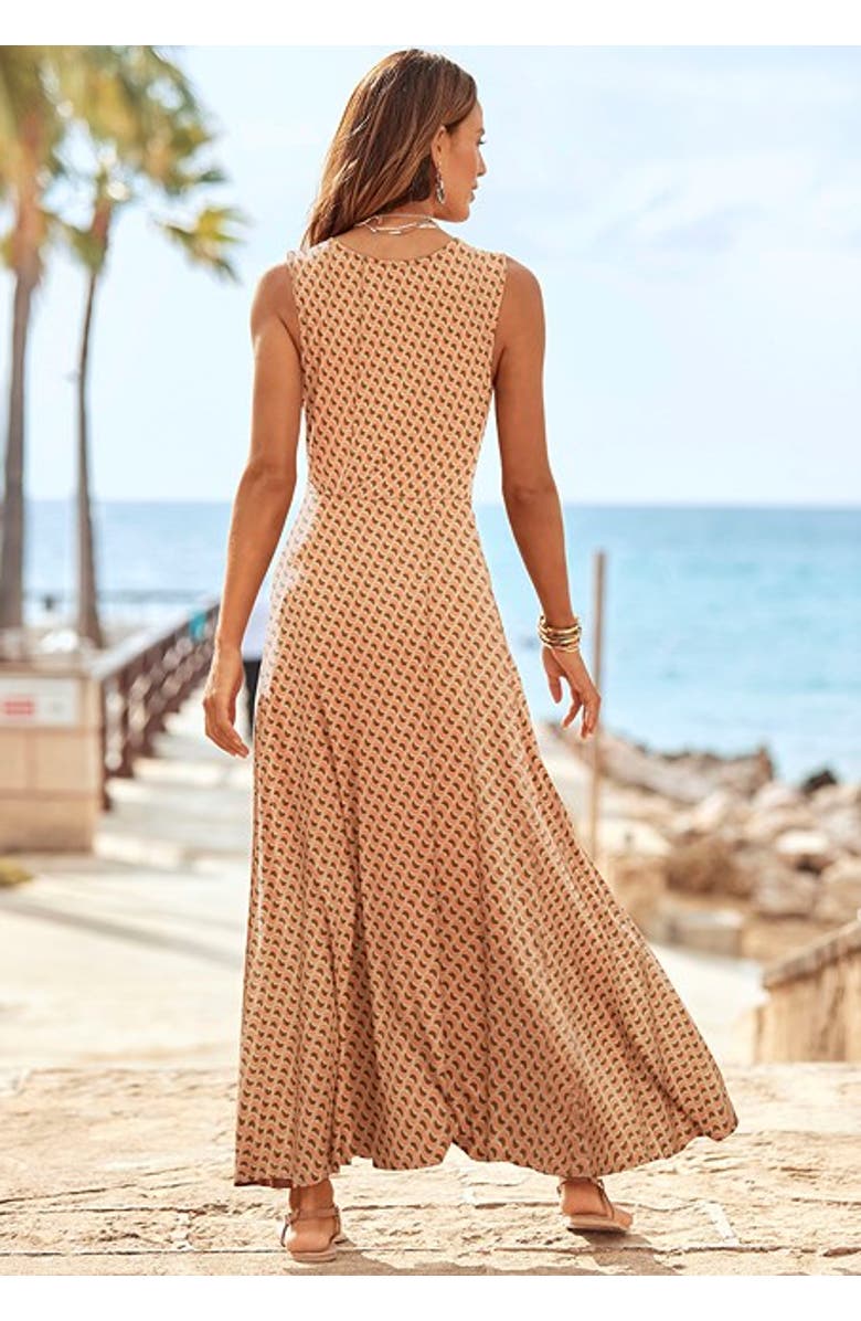 LASCANA Women's Knot Detail Maxi Dress, Alternate, color, Orange Brown