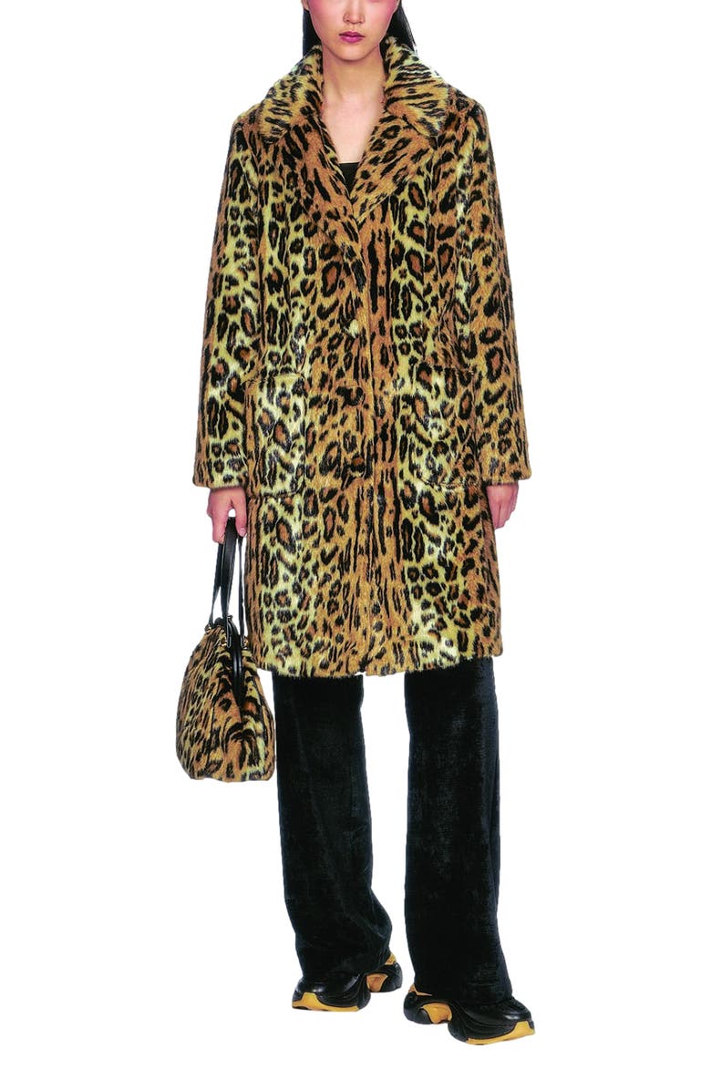 Anna Sui Faux Leopard Coat, Main, color,