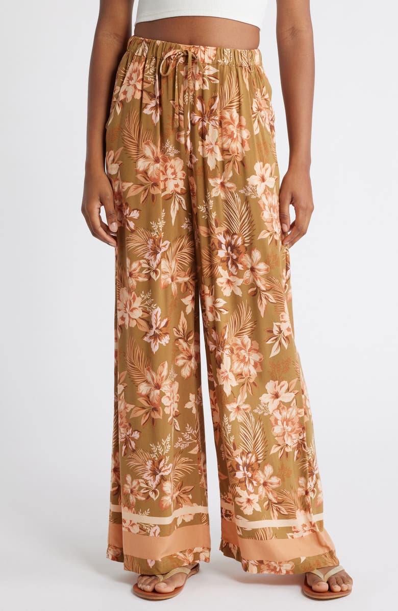 Rip Curl Desert Dreams Floral Wide Leg Pants, Main, color, Bronze