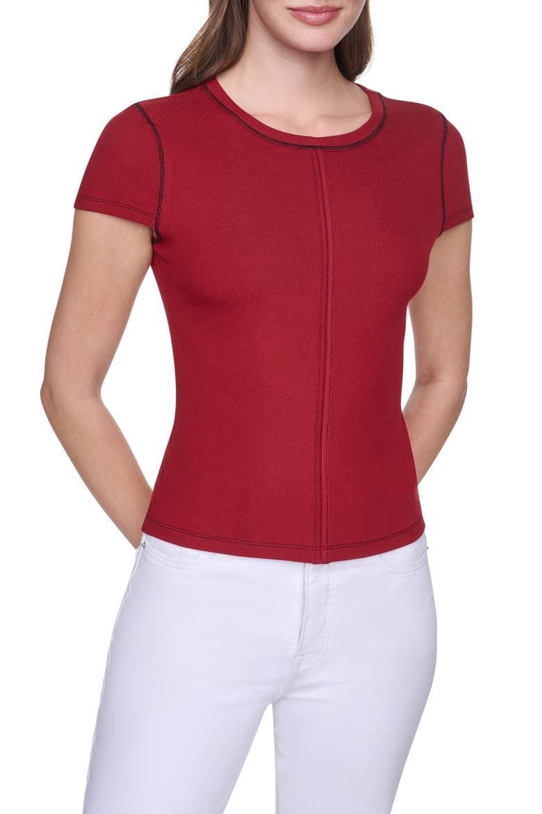 Short Sleeve Contrast Stitch T-Shirt, Main, color, RHYTHM RED/ BLACK
