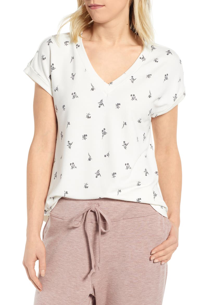 Floral Curved Hem Top, Main, color, FLOATING FLOWER