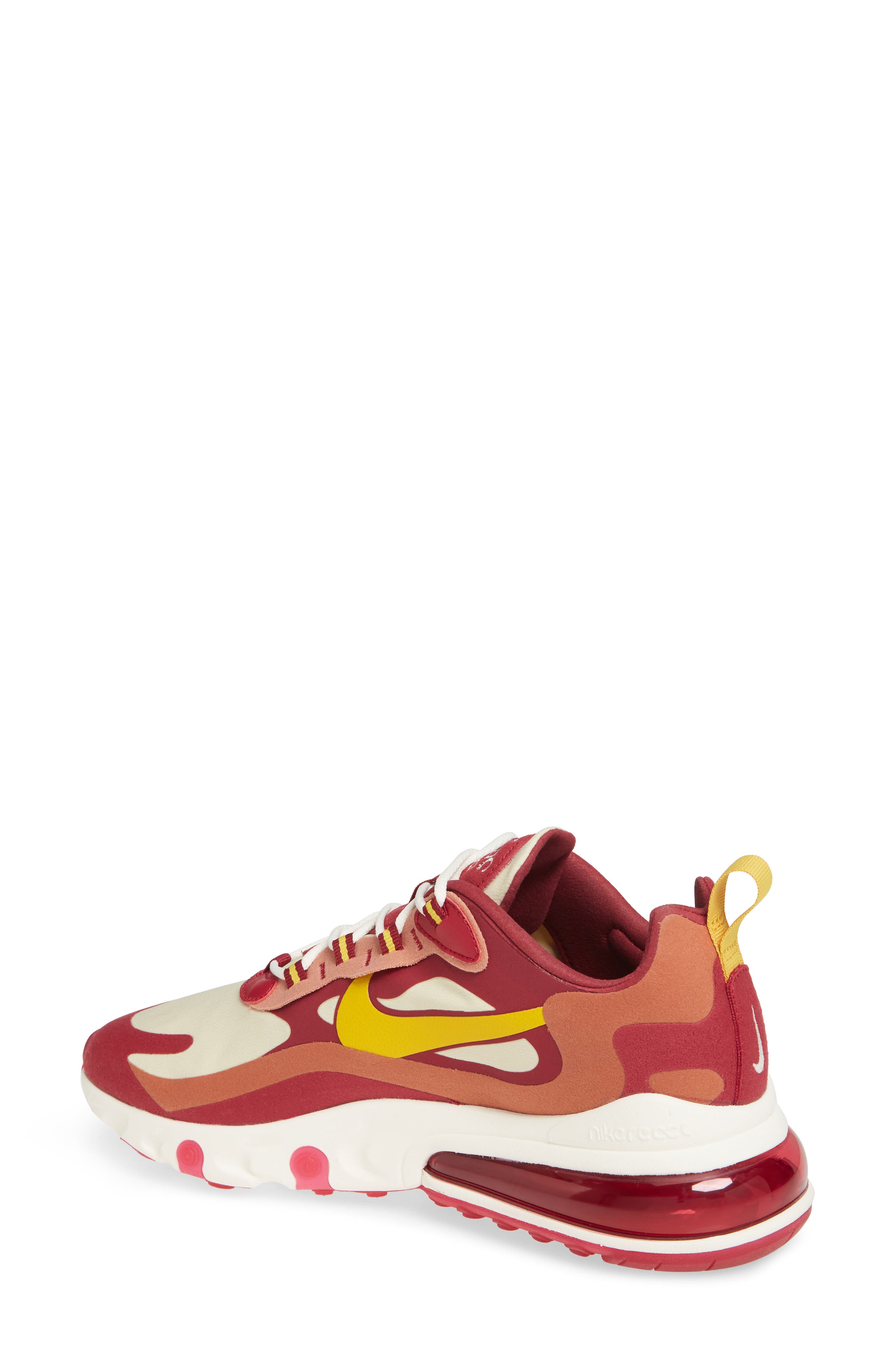 Air Max 270 React Sneaker, Alternate, color, NOBLE RED/ DARK -GOLD