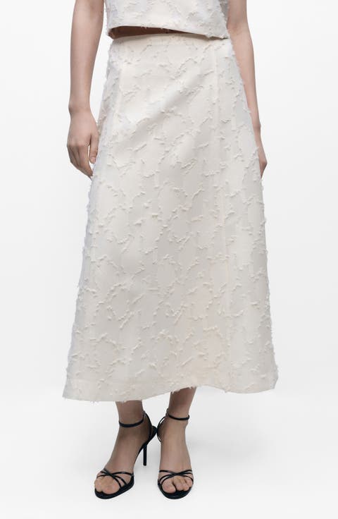 Textured Flare Midi Skirt