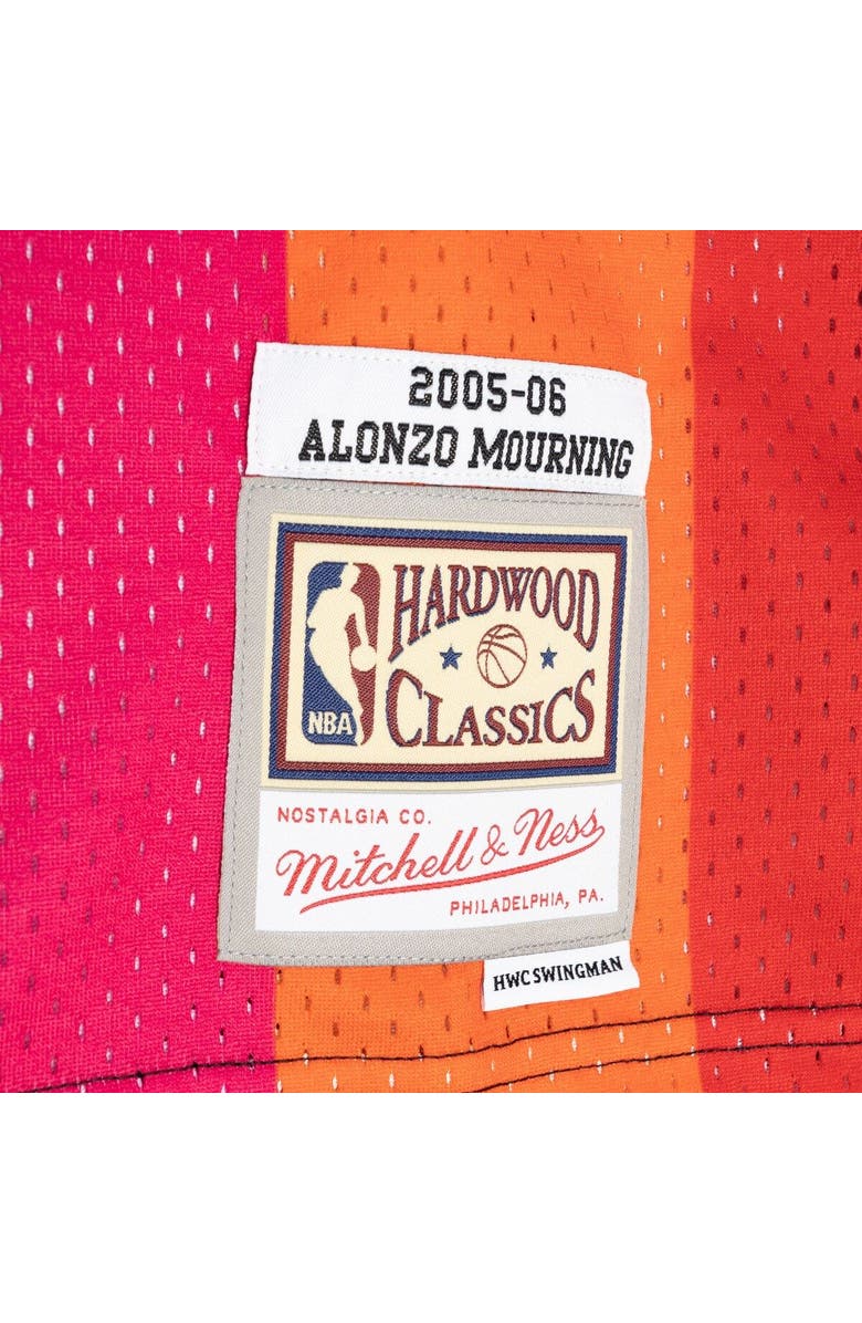 Mitchell & Ness Men's Mitchell & Ness Alonzo Mourning Black/Red Miami Heat Hardwood Classics 2005/06 Split Swingman Jersey, Alternate, color, 