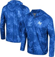 COLOSSEUM Men's Colosseum Royal Air Force Falcons Palms Printed Lightweight Quarter-Zip Hooded Top