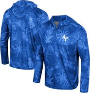 COLOSSEUM Men's Colosseum Royal Air Force Falcons Palms Printed Lightweight Quarter-Zip Hooded Top