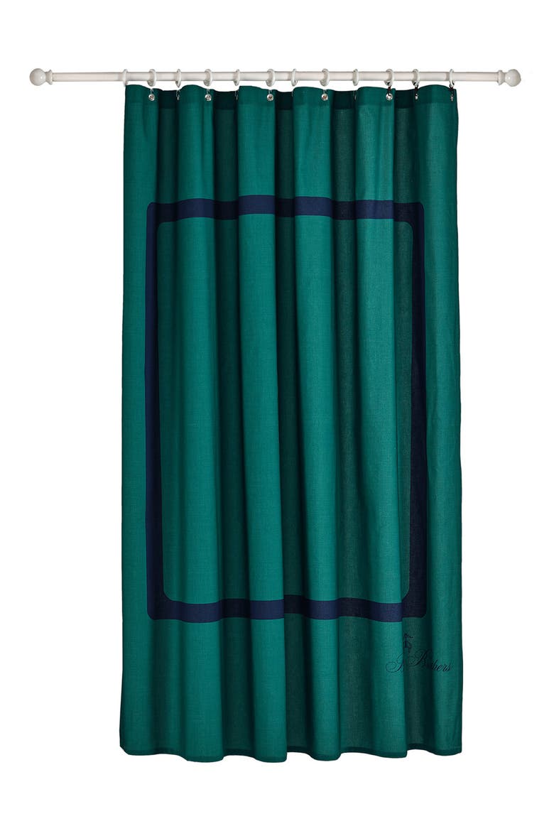 Contrast Frame Shower Curtain, Main, color, DEEP JUNGLE