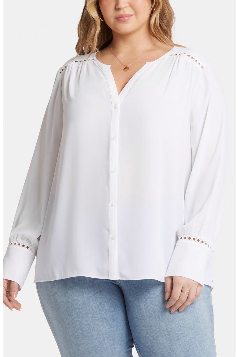 Lilana Circle Trim Peasant Top, Main, color, OPTIC WHITE