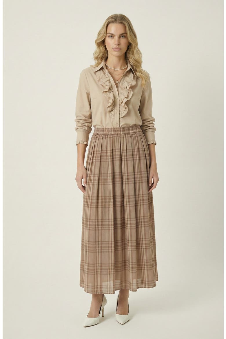 Plaid Pleated Pocket Skirt, Alternate, color, Tan / Beige Plaid