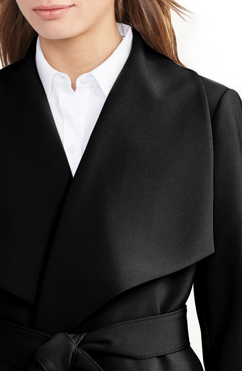 Lauren Ralph Lauren Belted Crepe Wrap Coat, Alternate, color,
