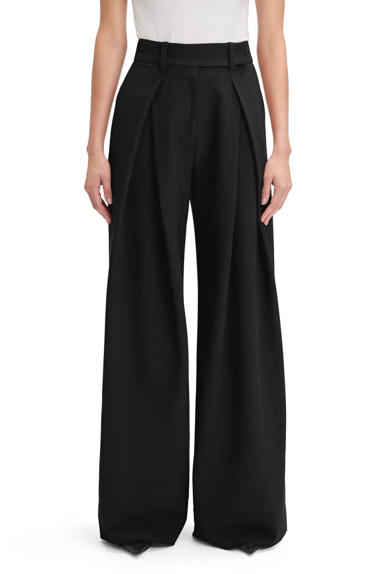 Pleated Wide Leg Pants, Main, color, BLACK