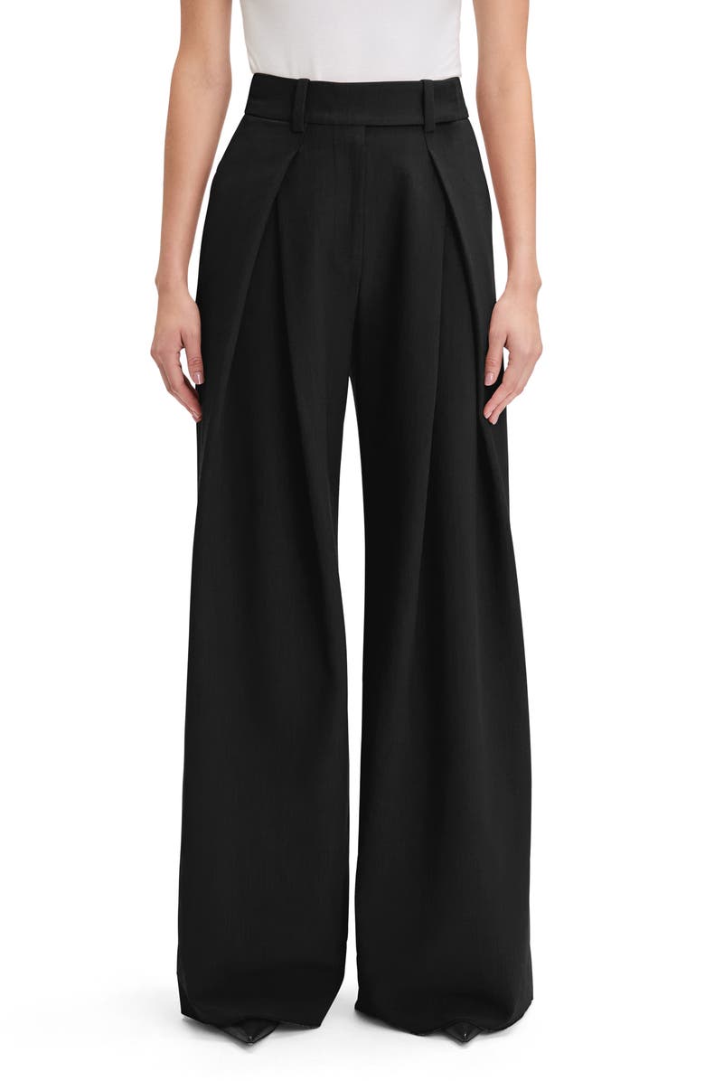 Favorite Daughter Pleated Wide Leg Pants, Main, color, Black