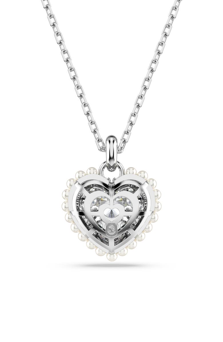 Swarovski Idyllia Crystal, Faux Pearl & Cubic Zirconia Heart Pendant Necklace, Alternate, color, White/ Silver