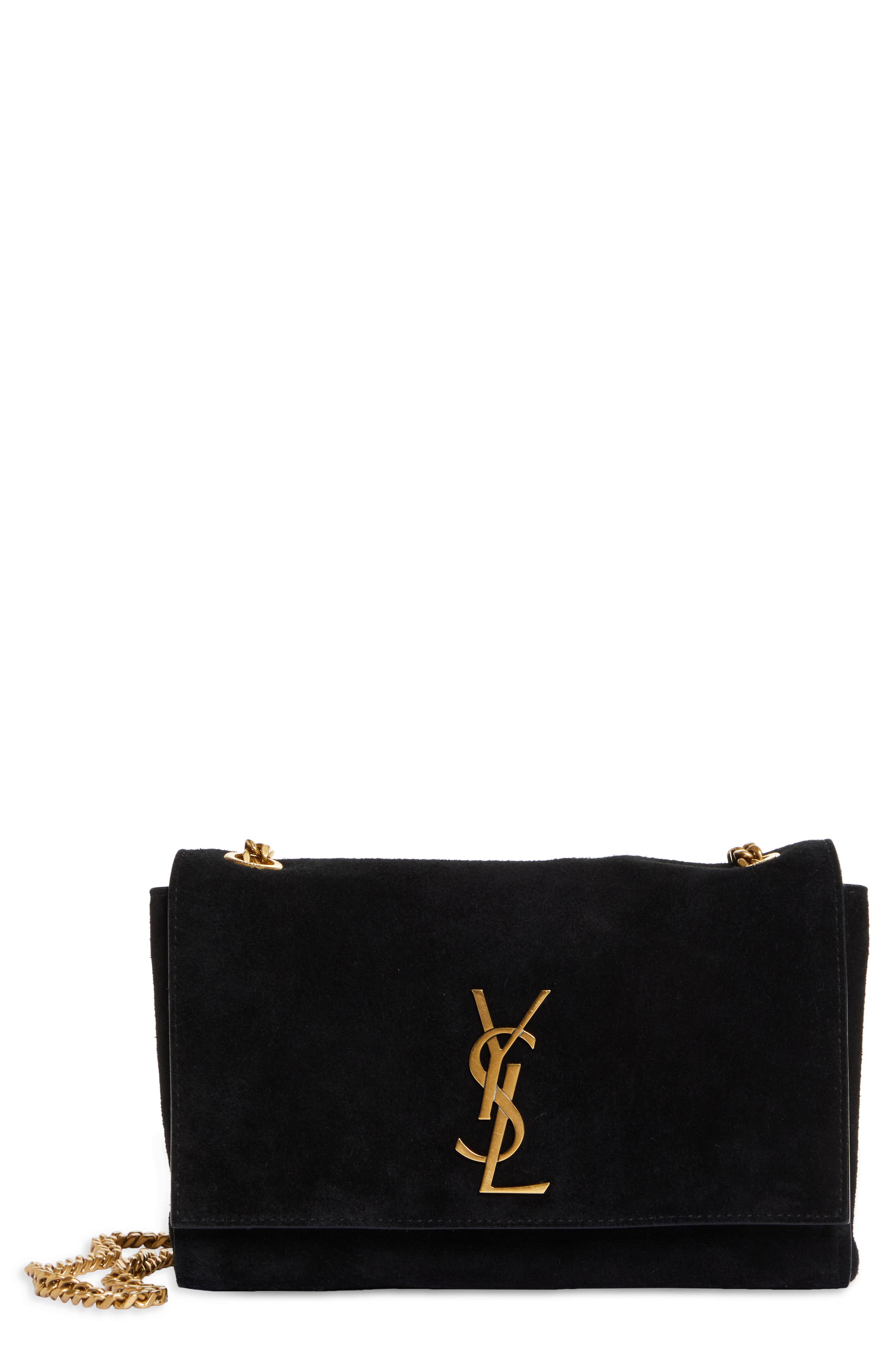 Saint Laurent Kate Reversible Suede & Leather Crossbody Bag, Main, color, 