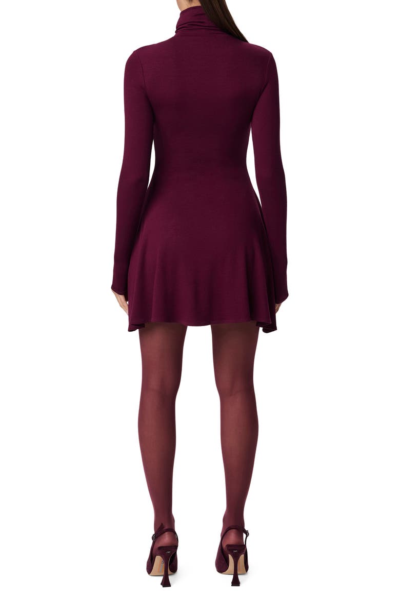 Long Sleeve Turtleneck Minidress, Alternate, color, DARK PLUM