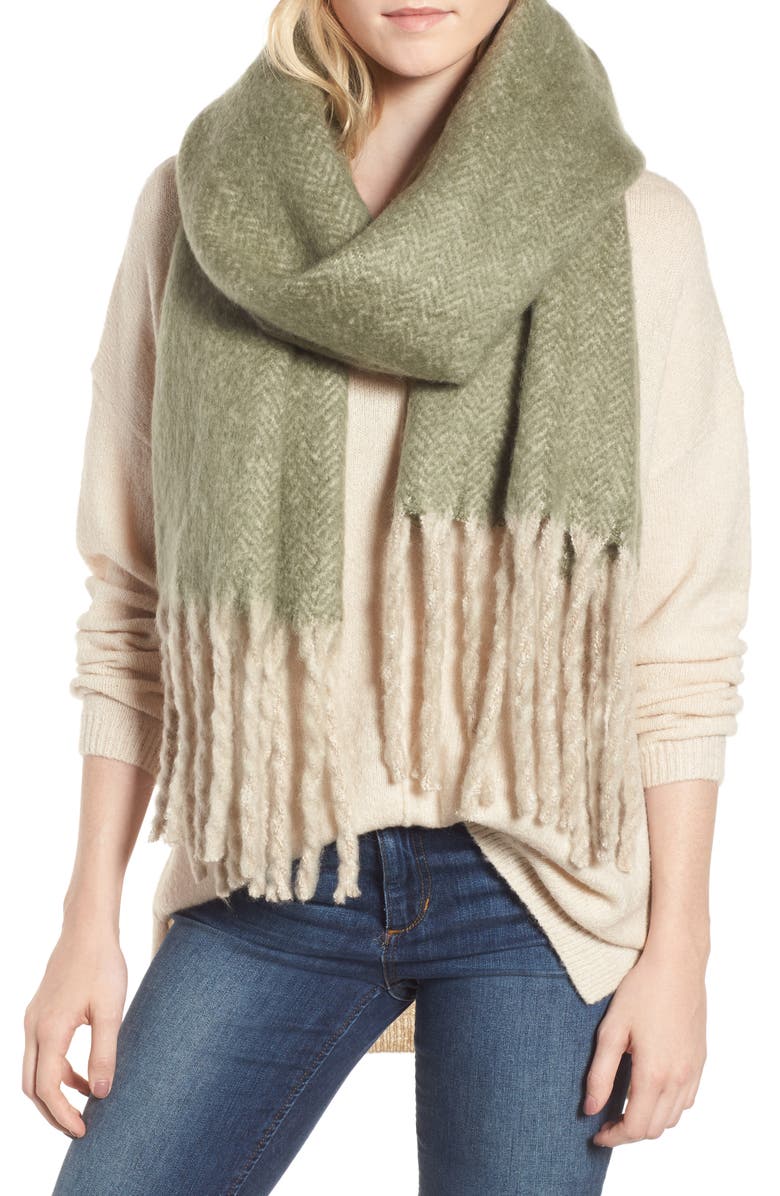 Free People Kensington Brushed Herringbone Fringe Scarf, Main, color, 