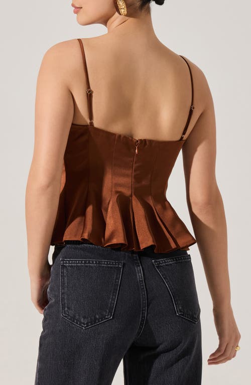 Astr The Label Paislee Satin Peplum Top In Brown