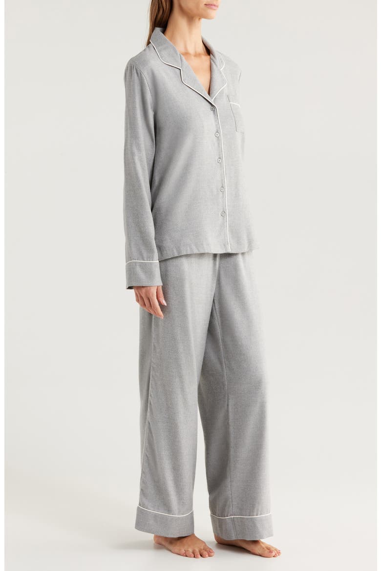 Cozy Cotton Blend Flannel Pajamas, Alternate, color, GREY HEATHER