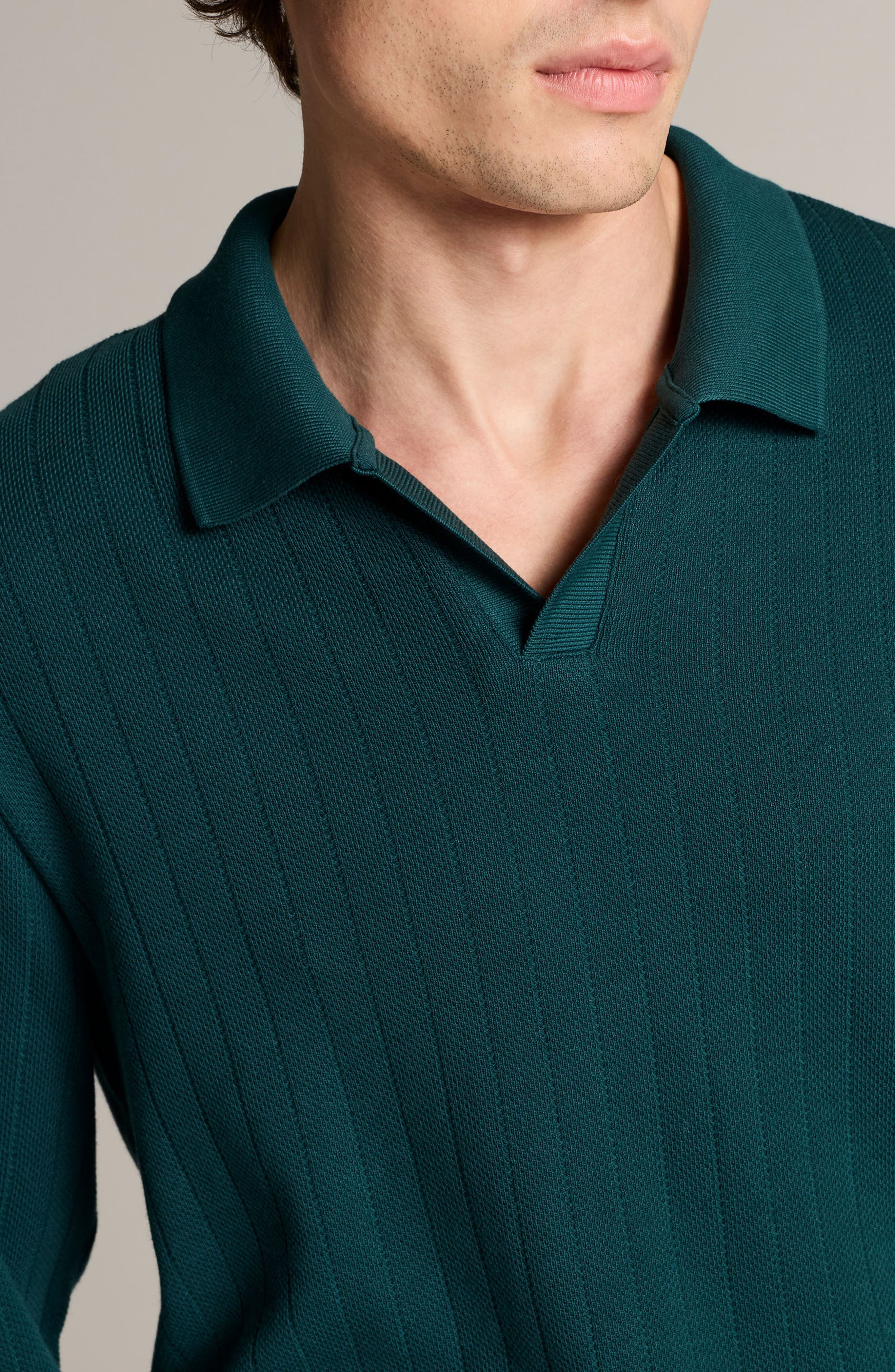 Vince Drop Needle Long Sleeve Johnny Polo (Men) | Nordstrom