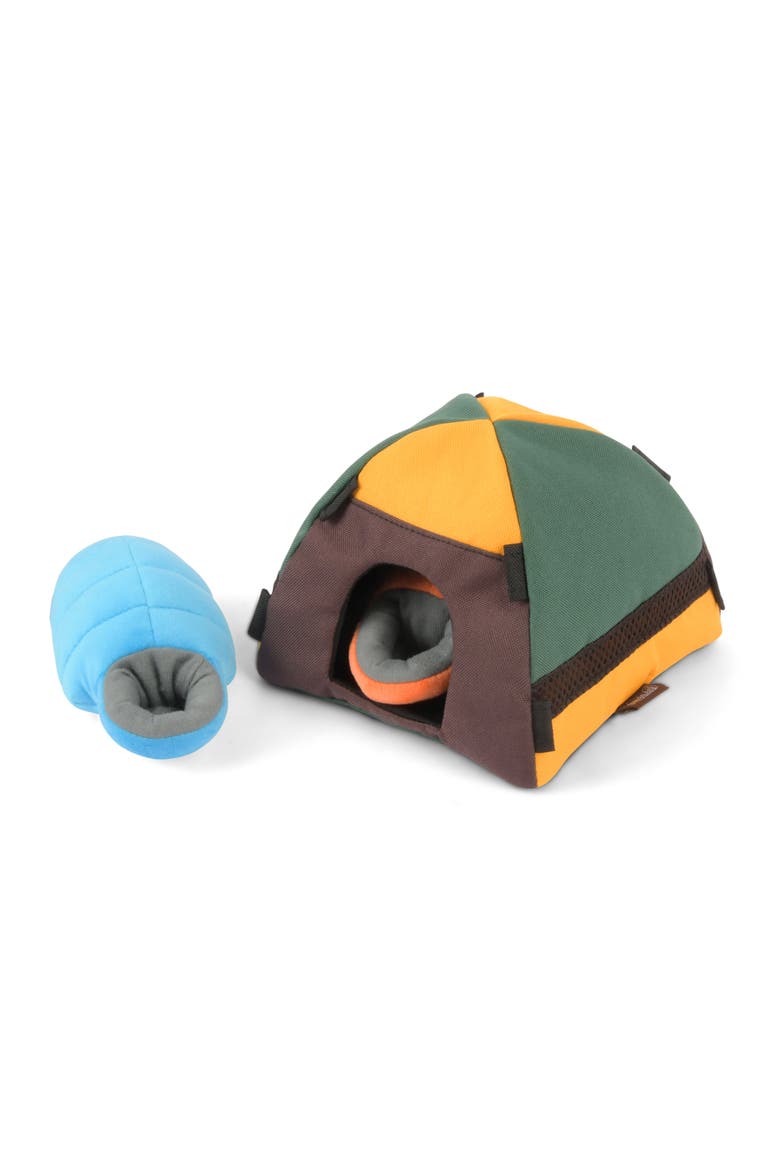 Camp Corbin Trailblazing Tent Dog Toy Squeaker, Crinkle, Alternate, color, Multicolored