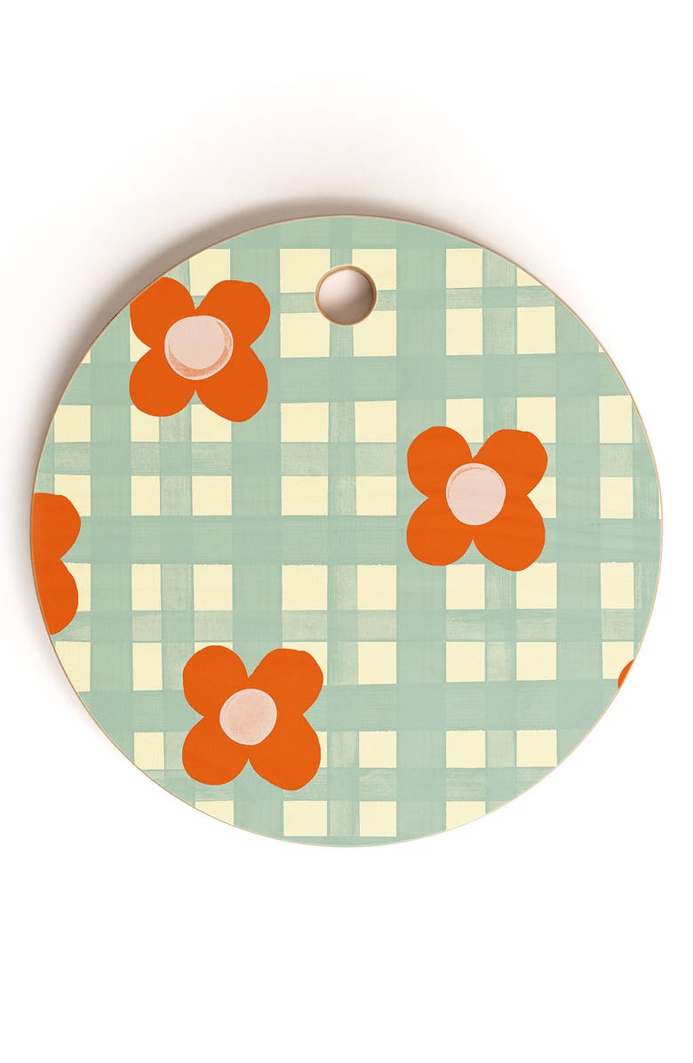 Deny Designs Red Floral Wood Cutting Board, Main, color, Blue