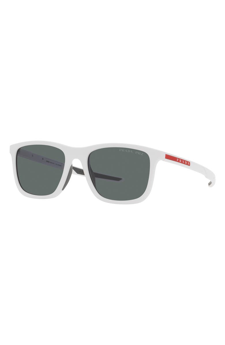 Prada Linea Rossa 54mm Polarized Pillow Sunglasses, Alternate, color, Natural White