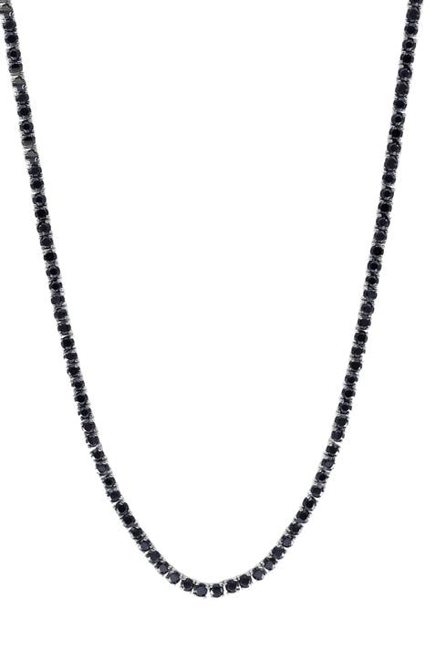 Black Spinel Layered Necklace In Sterling Silver