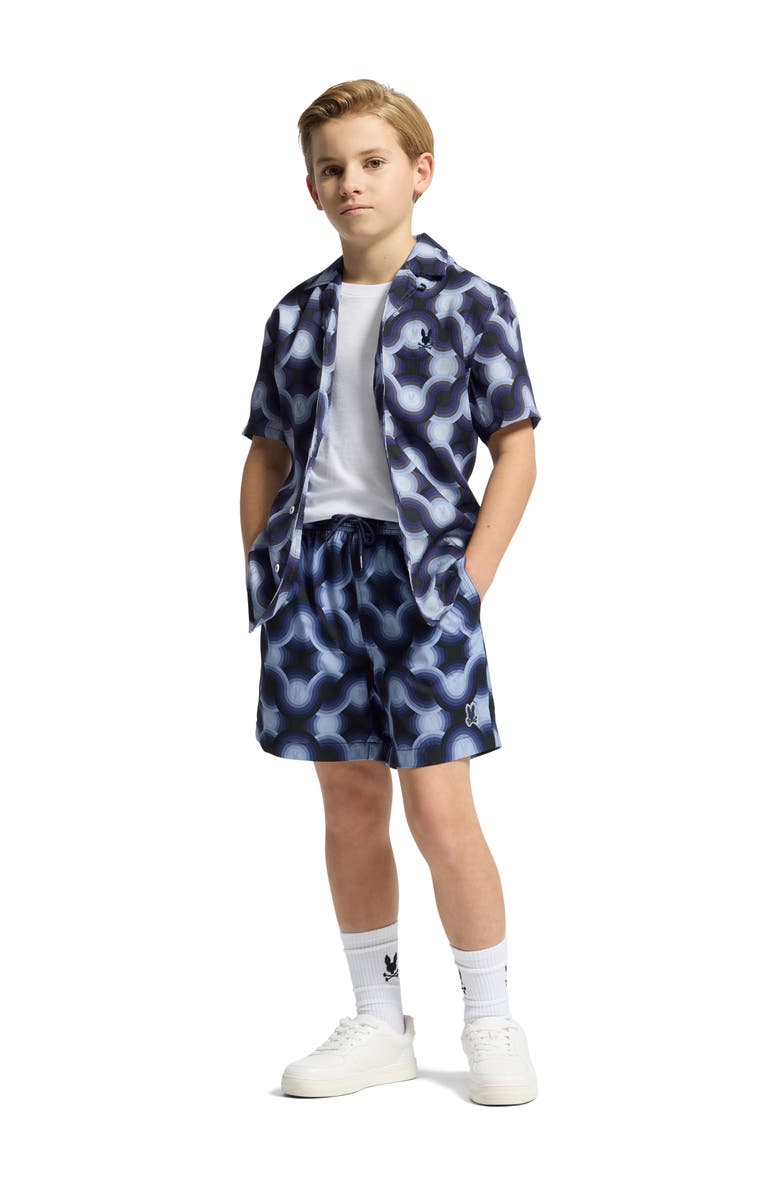 Psycho Bunny Kids' Paros Camp Shirt, Alternate, color, Evening Blue